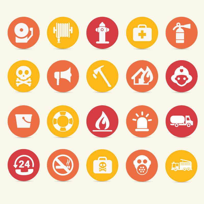 20 Fire element icon vector material