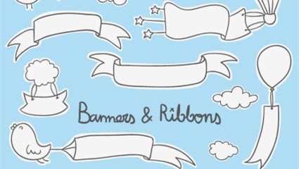 White banner and ribbon design vector material