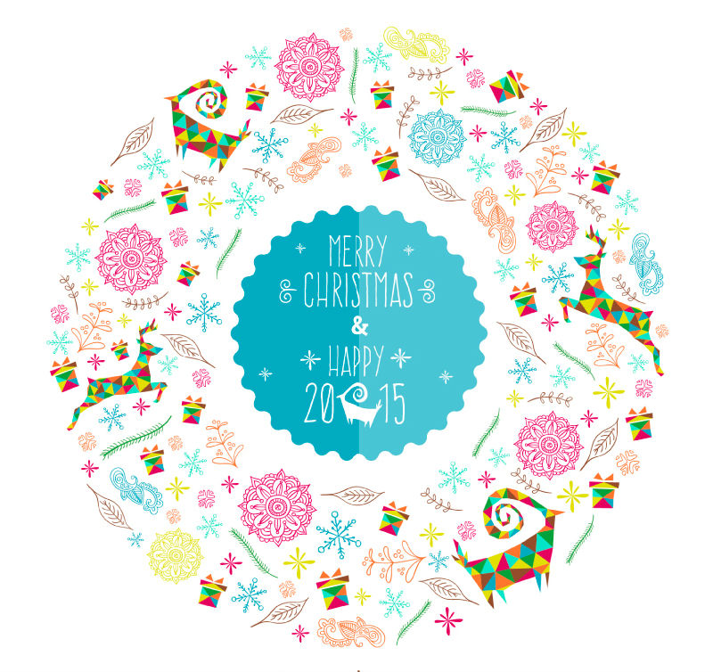 Christmas and New Year round creative poster vector material