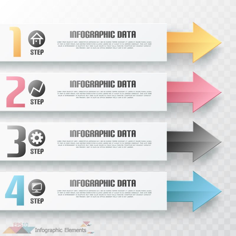 Colored arrows Business Information map vector material
