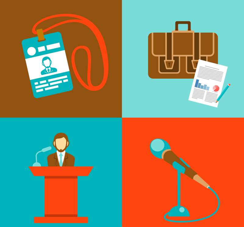 4 conference elements background vector material