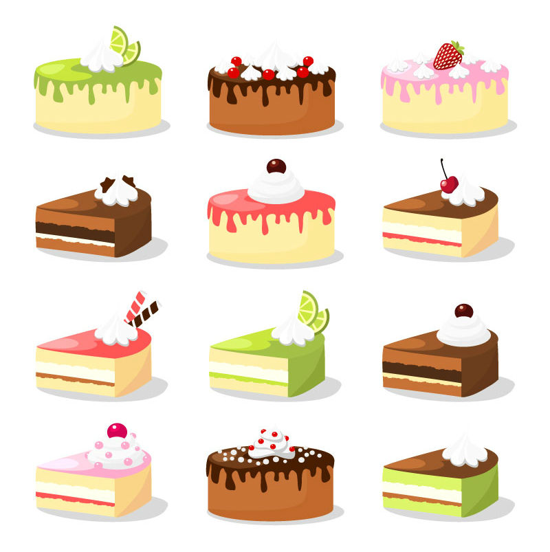 12 delicious cake Vector material