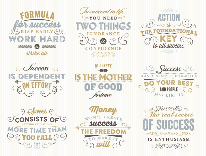 9 Retro epigram WordArt vector material
