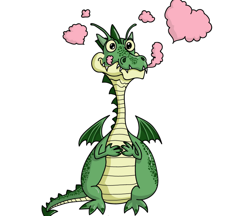 Cartoon green European dragon vector material