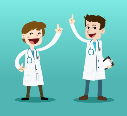 Cartoon vector material designed for men and women doctors

