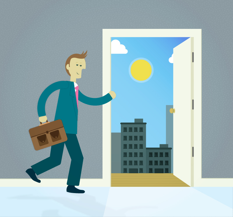 Business man getting ready for work vector material
