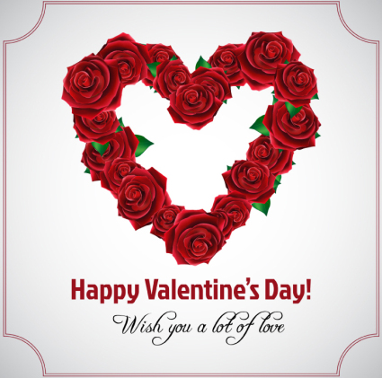 Love the combination of red roses greeting card vector material