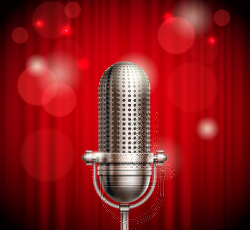 Fine silver stage microphone vector material