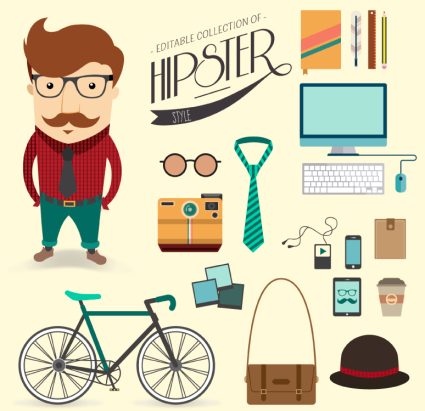 18 fashion men's personal items vector material