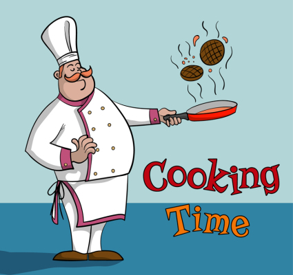 Cartoon chef cooking vector material