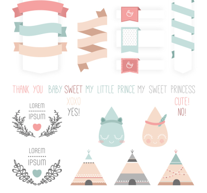15 color greet infant party element vector