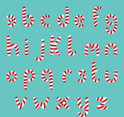 26 candy letters design vector