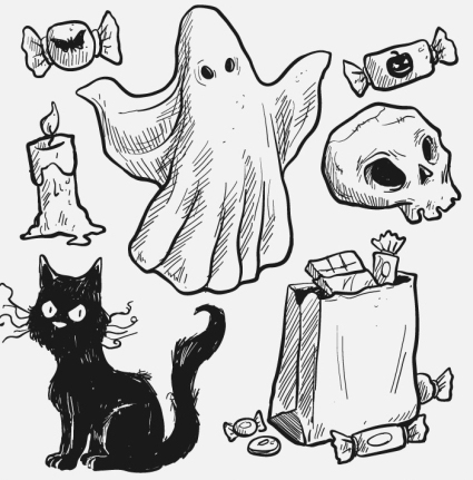 7 of painted Halloween element vector material