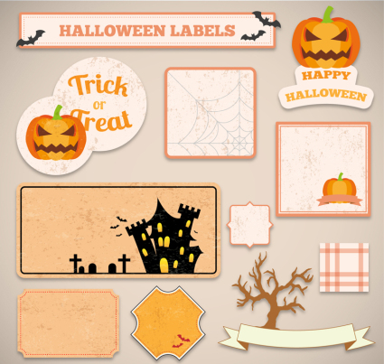 11 models Creative Halloween label vector material