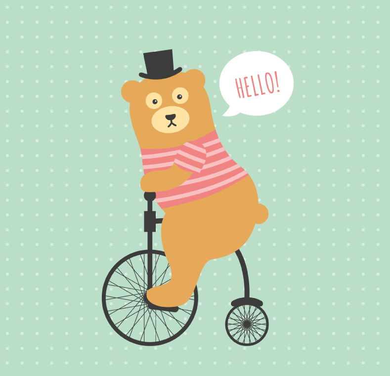 Riding a bicycle wheel size bear vector material