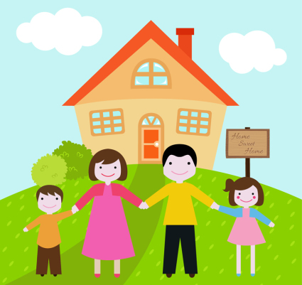 Happy family of four photo vector material