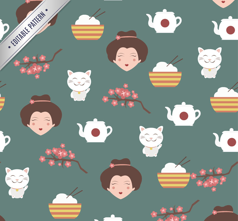 Creative Japan seamless background element vector material