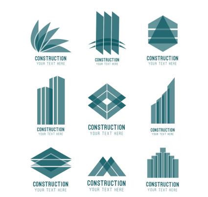 9 abstract construction signs vector material