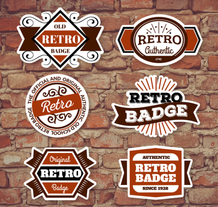 6 retro fashion label design vector