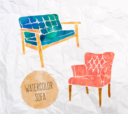 Two paragraph water stained sofa design vector material