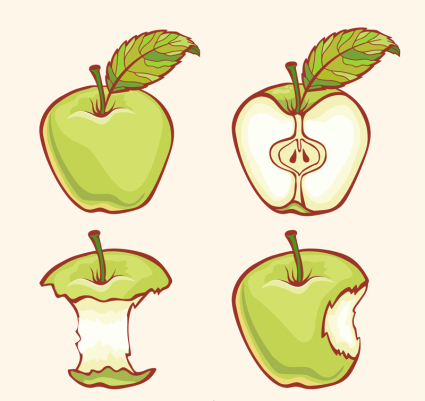 4 Vector design of green apple painting
