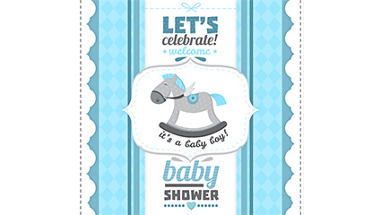 Blue horse infant welcome party poster vector