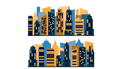 2 groups of urban buildings design vector material