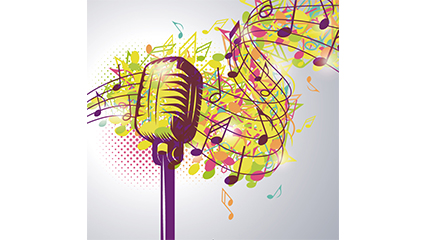 Fashion microphone and staves Vectors