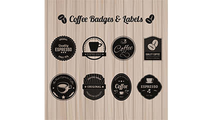 8 black coffee label design vector material