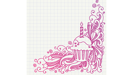 Hand drawn pattern with cupcakes vector material