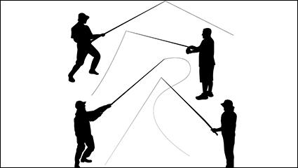 4 Fishing silhouette figures vector material