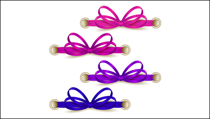 4 color ribbon bow vector material