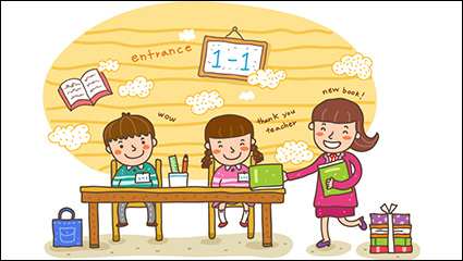 Freshmen cartoon illustrator vector material