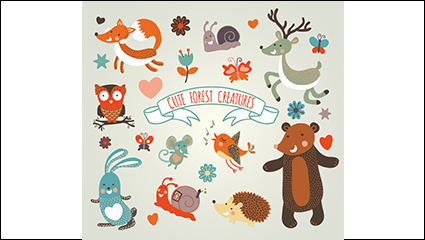 10 models cute forest animals vector material