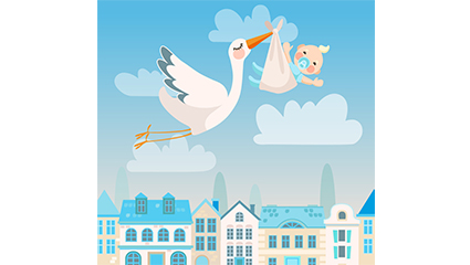 SongZi crane and baby illustration vector material