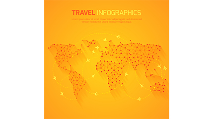 Orange world travel map vector material
