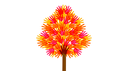 Color handprint trees vector material