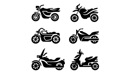 6 fashion motorcycle silhouette vector material