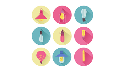 9 colored bulb icon vector material