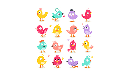 16 models cartoon bird vector material