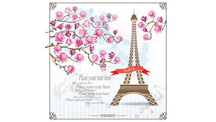 Magnolia and Paris Tower vector material