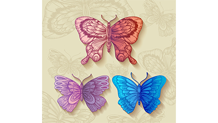 3 retro color pattern vector material Butterfly