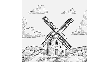 Hand drawn vector material Windmill