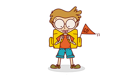 Creative backpacker boy vector material