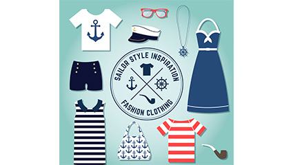 10 paragraph summer navy style clothing and accessories vector