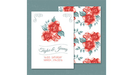 Red Rose invitation card vector material