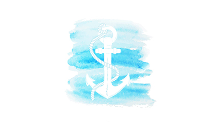 Watercolor blue anchor vector material