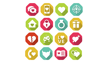 16 models love element vector material icon
