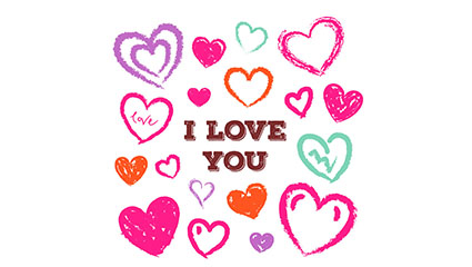 Colorful painting love vector material