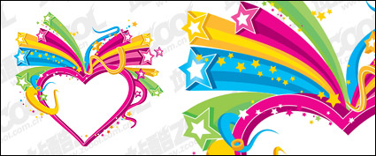 Colorful heart-shaped stars